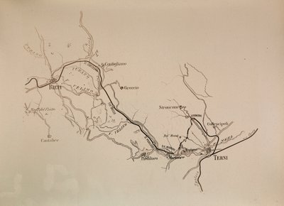 Map of the Terni-Rieti Railway Line, 1883 by Italian School
